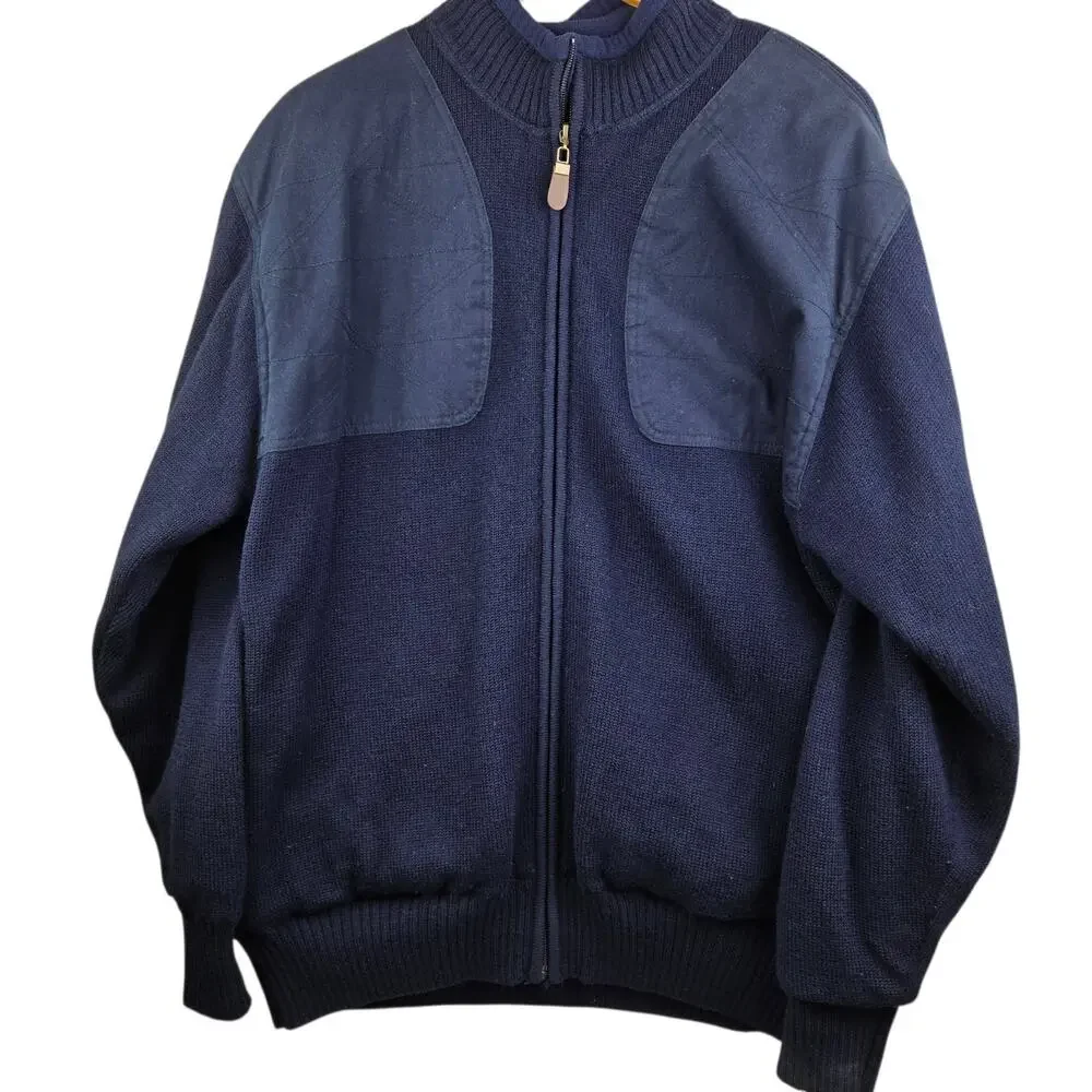 Orvis Sweater Men Large Blue‎ Foul Weather Wool Lined Full Zip Hunting
